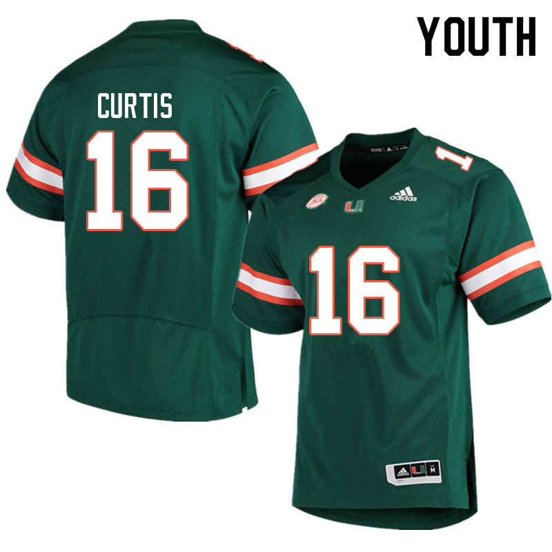 Youth #16 Malik Curtis Miami Hurricanes College Football Jerseys Sale-Green